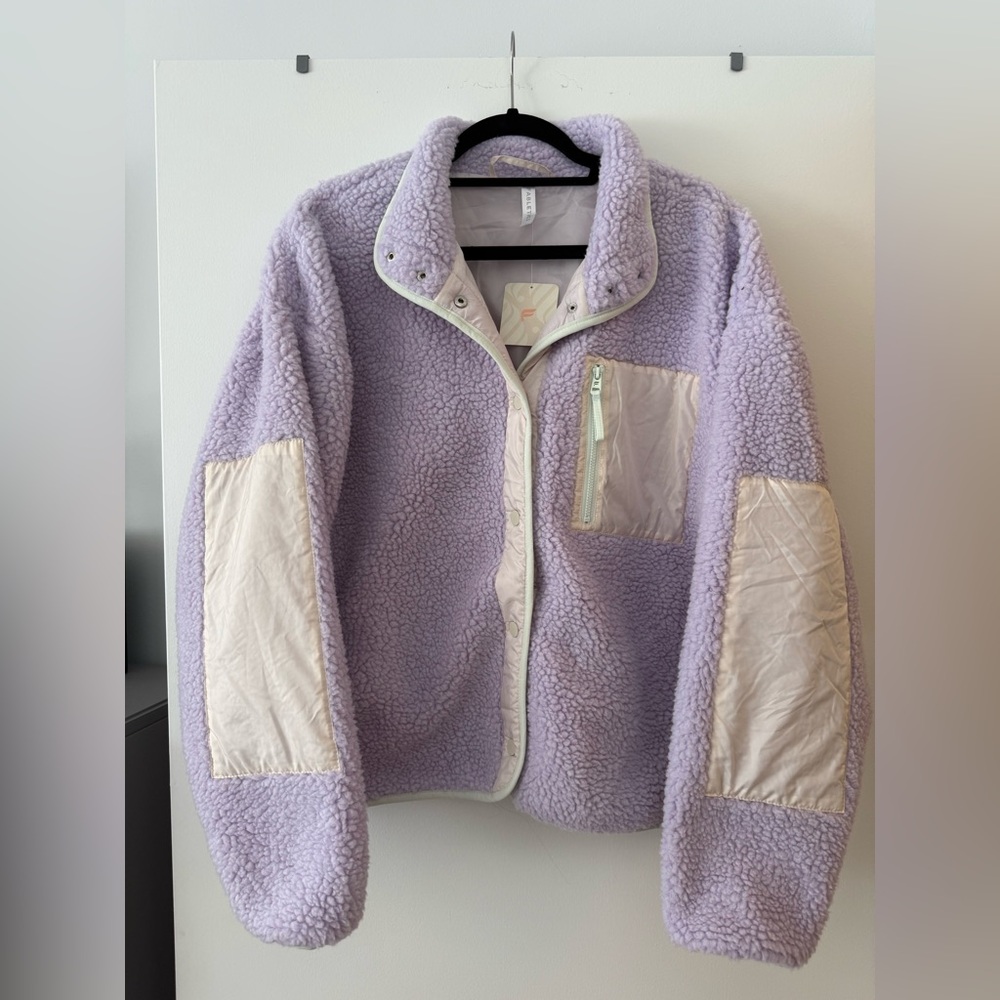 Fabletics Lavender Sherpa Jacket with Cream Accents